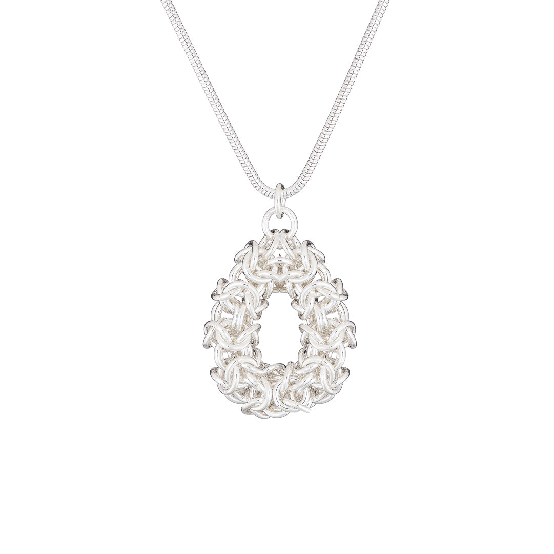 "Woven Circle of Life" Argentium silver chainmail necklace