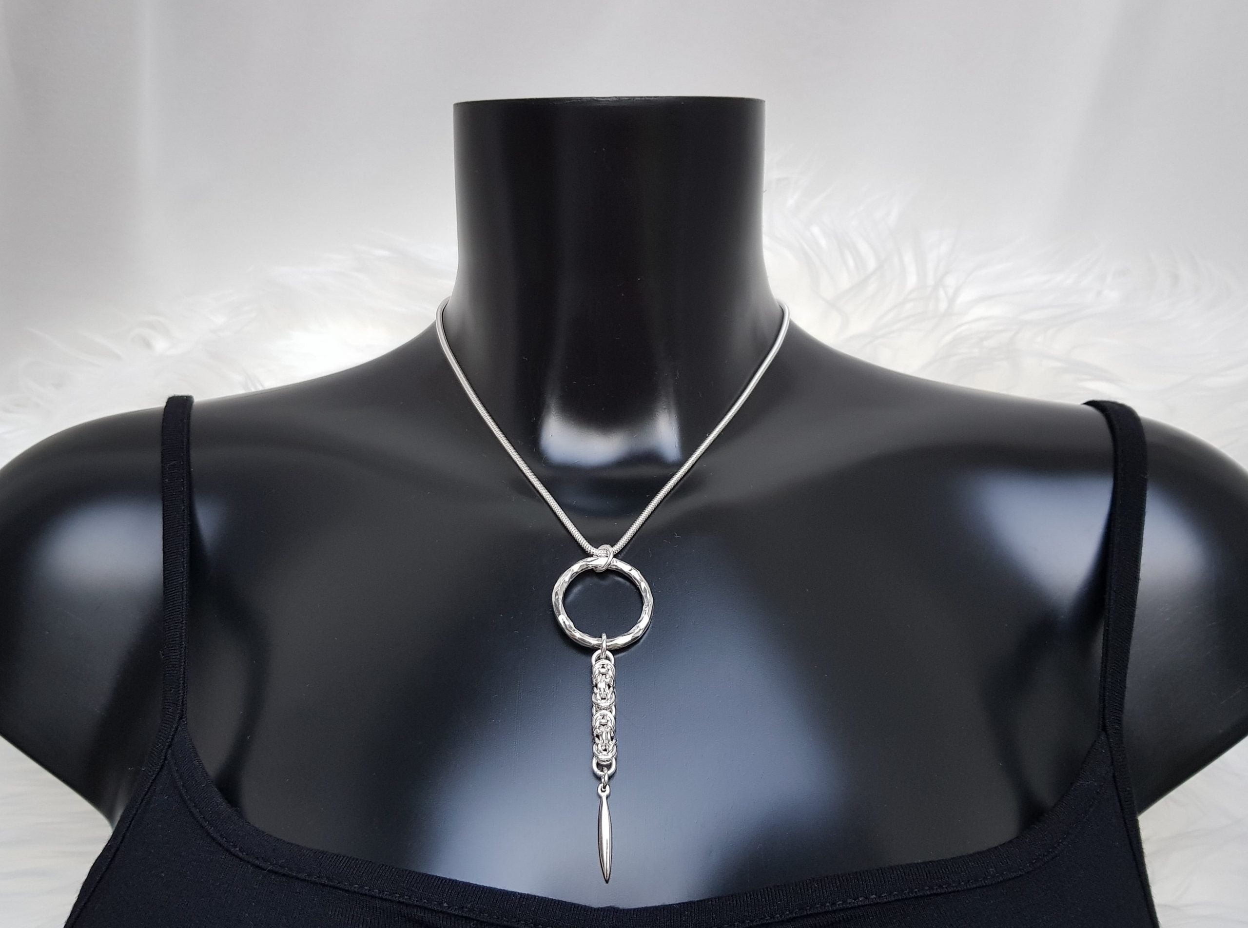 Circle of Life Byzantine necklace - Sterling silver Byzantine, large circle and spike