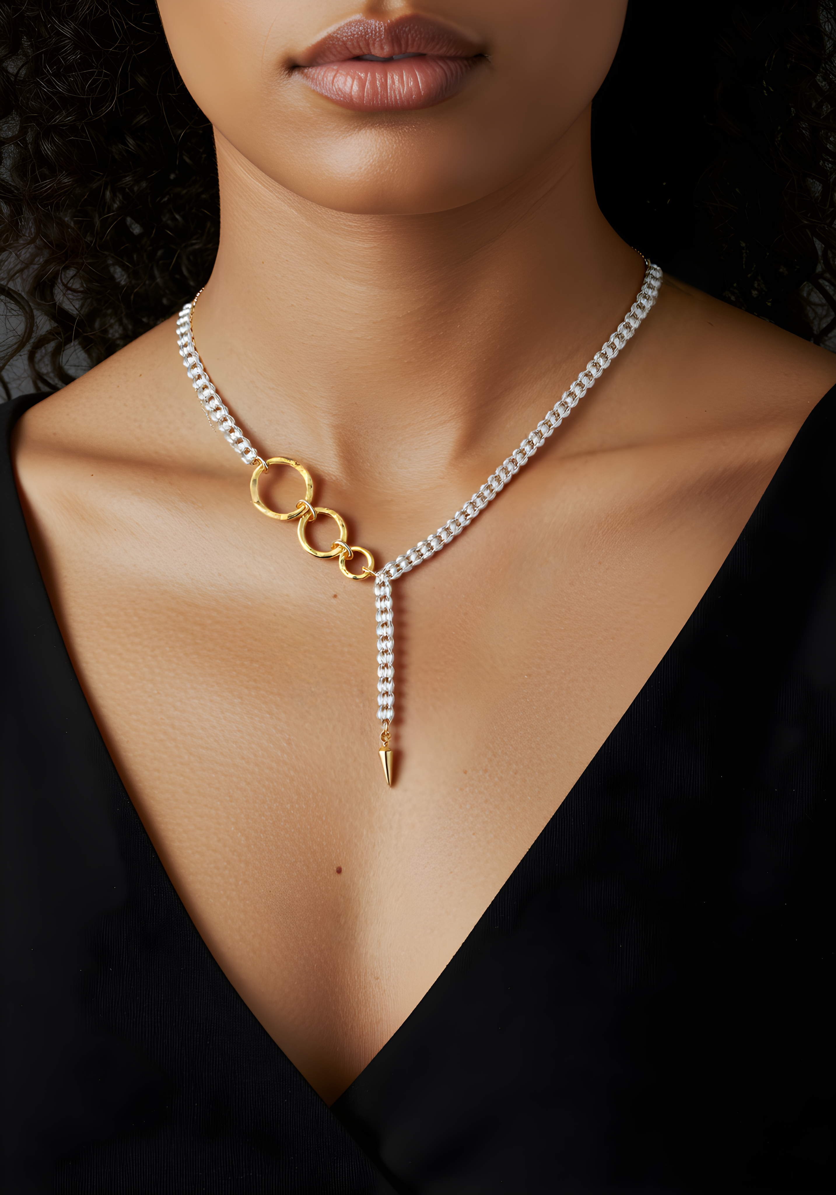 Graduated Circle of Life Persian necklace - Sterling silver and gold plated