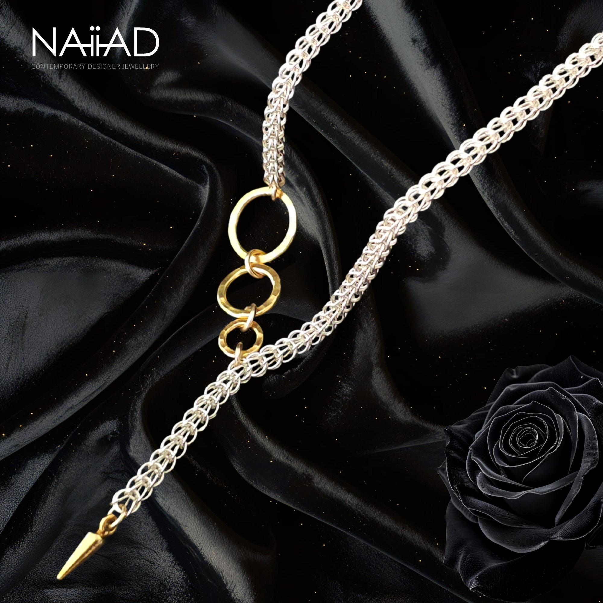 Graduated Circle of Life Persian necklace - Sterling silver and gold plated