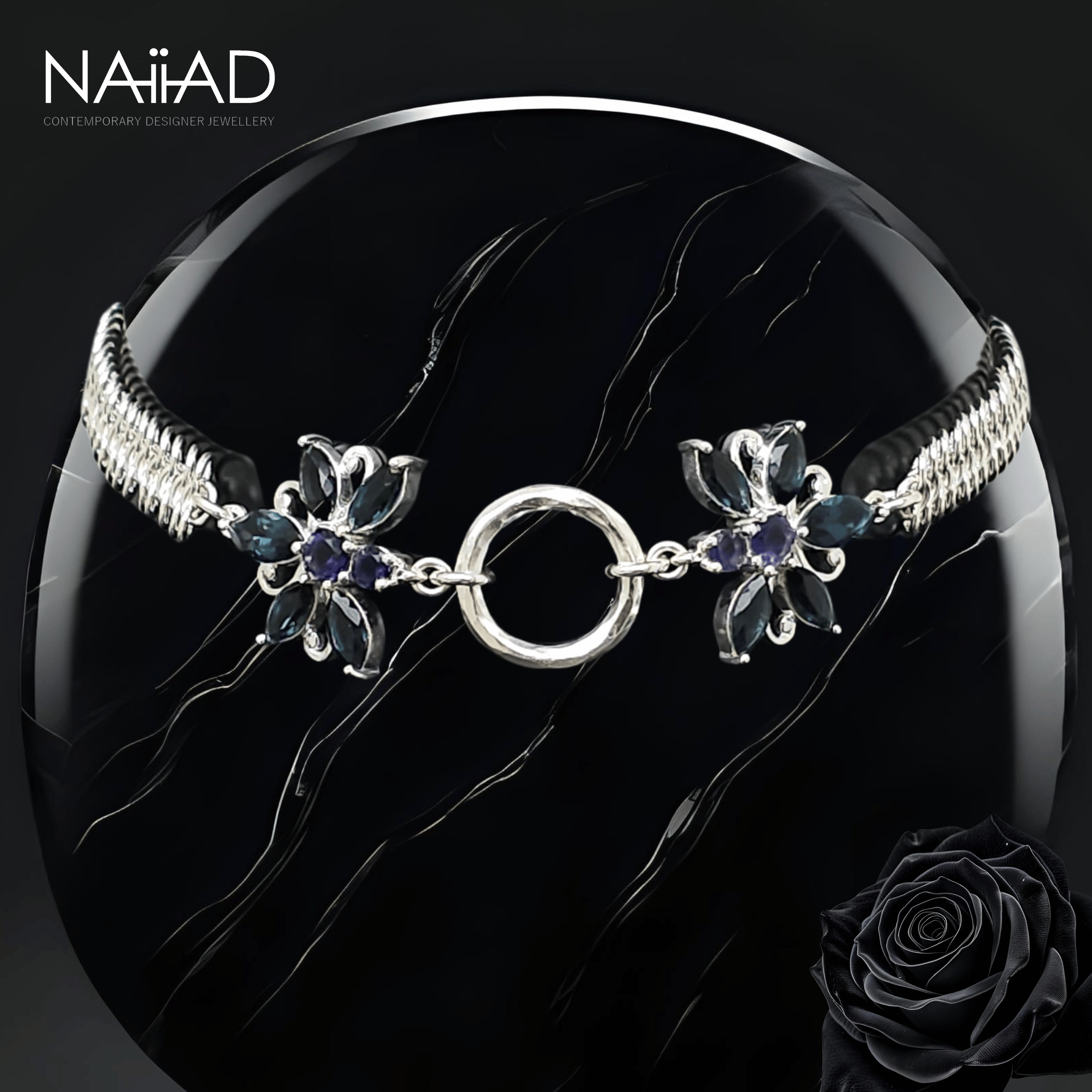 Shimmer Blossom Goddess ~ Sterling silver and gemstones choker and body chain