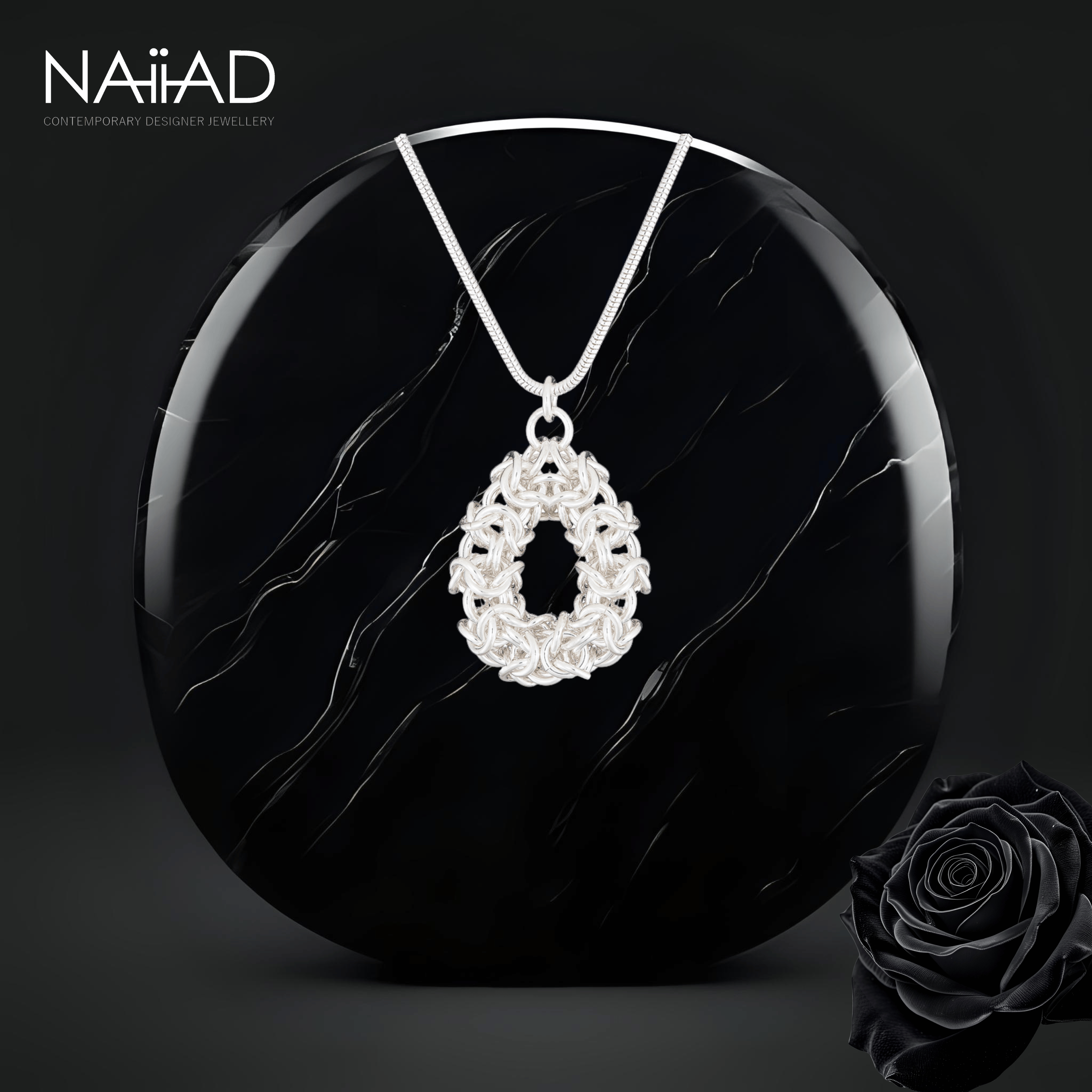 "Woven Circle of Life" Argentium silver chainmail necklace