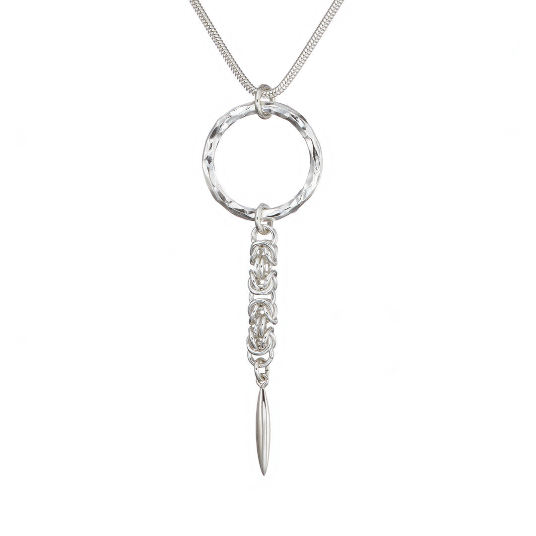 Circle of Life Byzantine necklace - Sterling silver Byzantine, large circle and spike