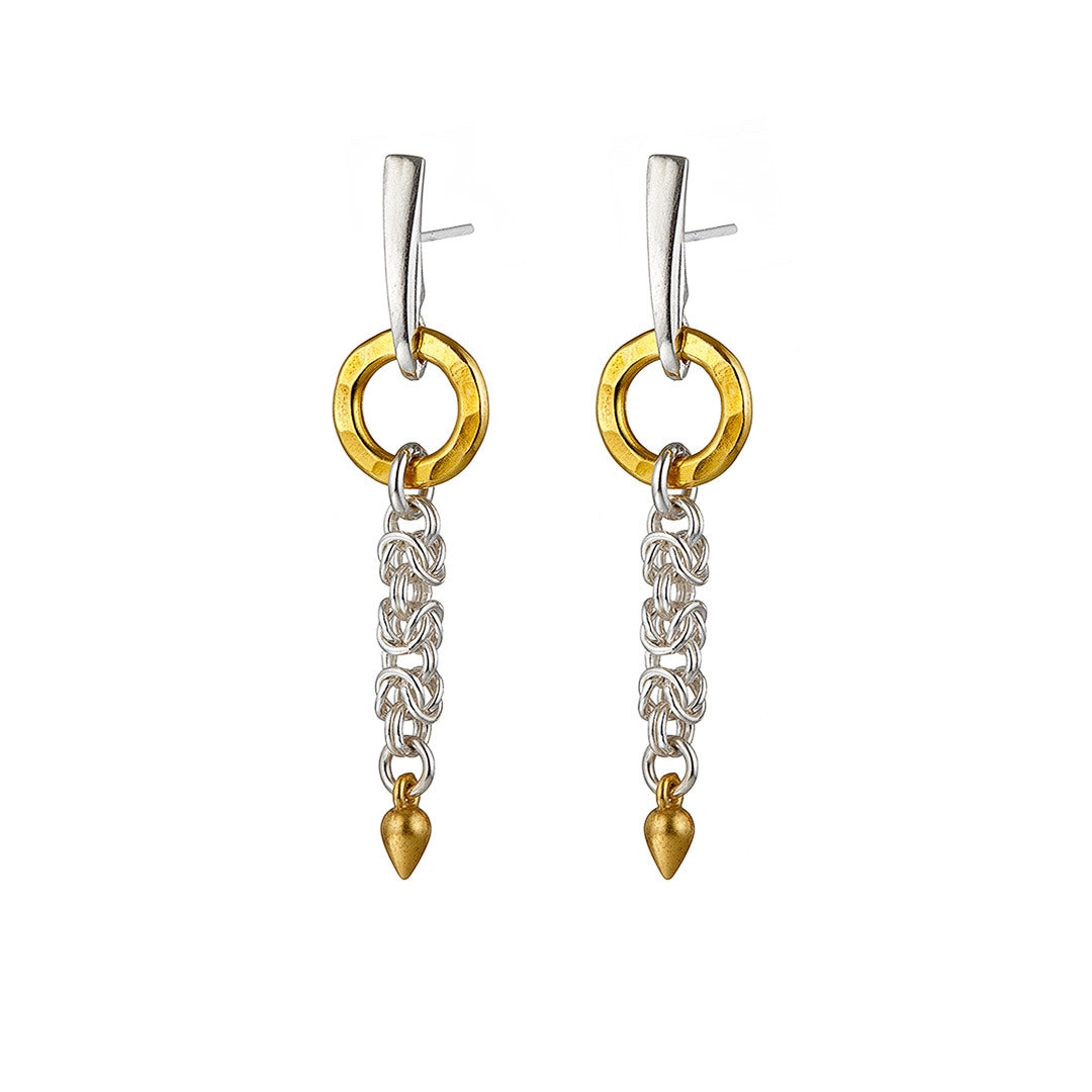 "Circle of Life Little Byzantine" earrings - Sterling silver and Vermeil