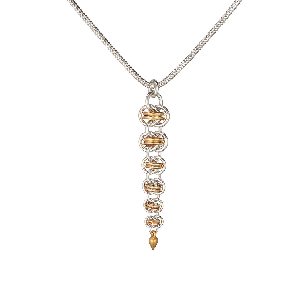 Gold Orbit Graduated Necklace - Argentium silver and gold filled chainmail