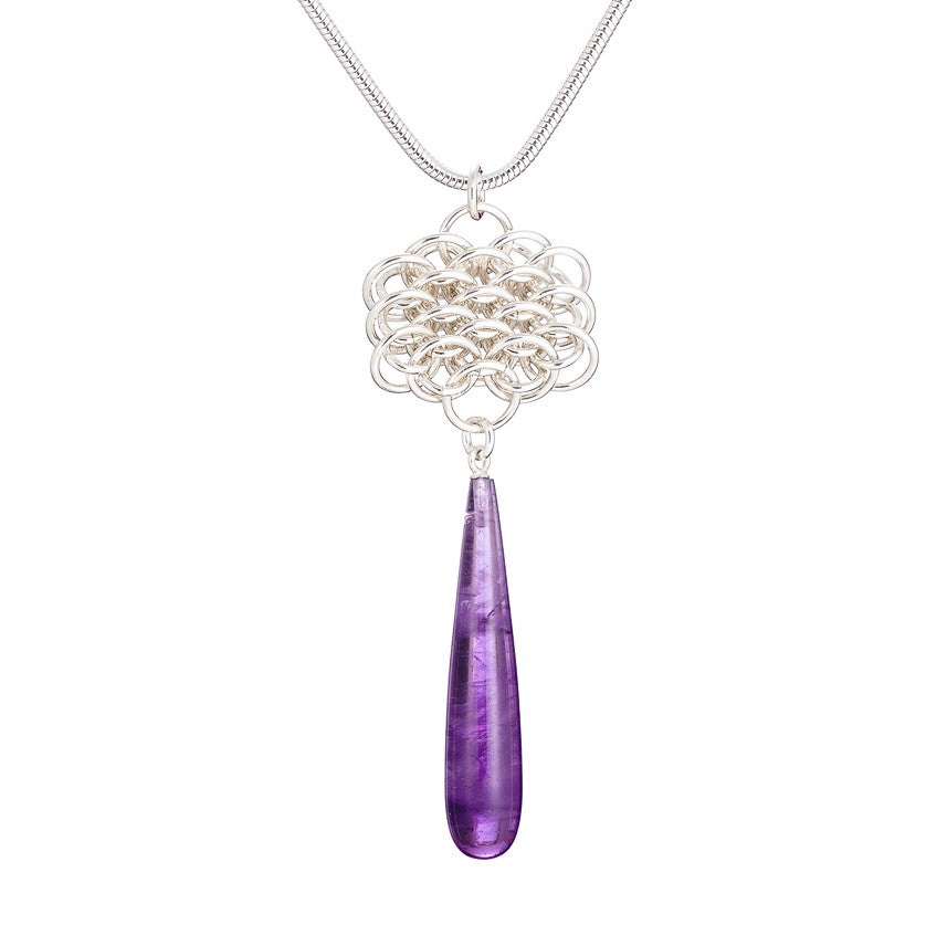 "Nymph Amethyst" - Argentium silver chainmail and Amethyst necklace