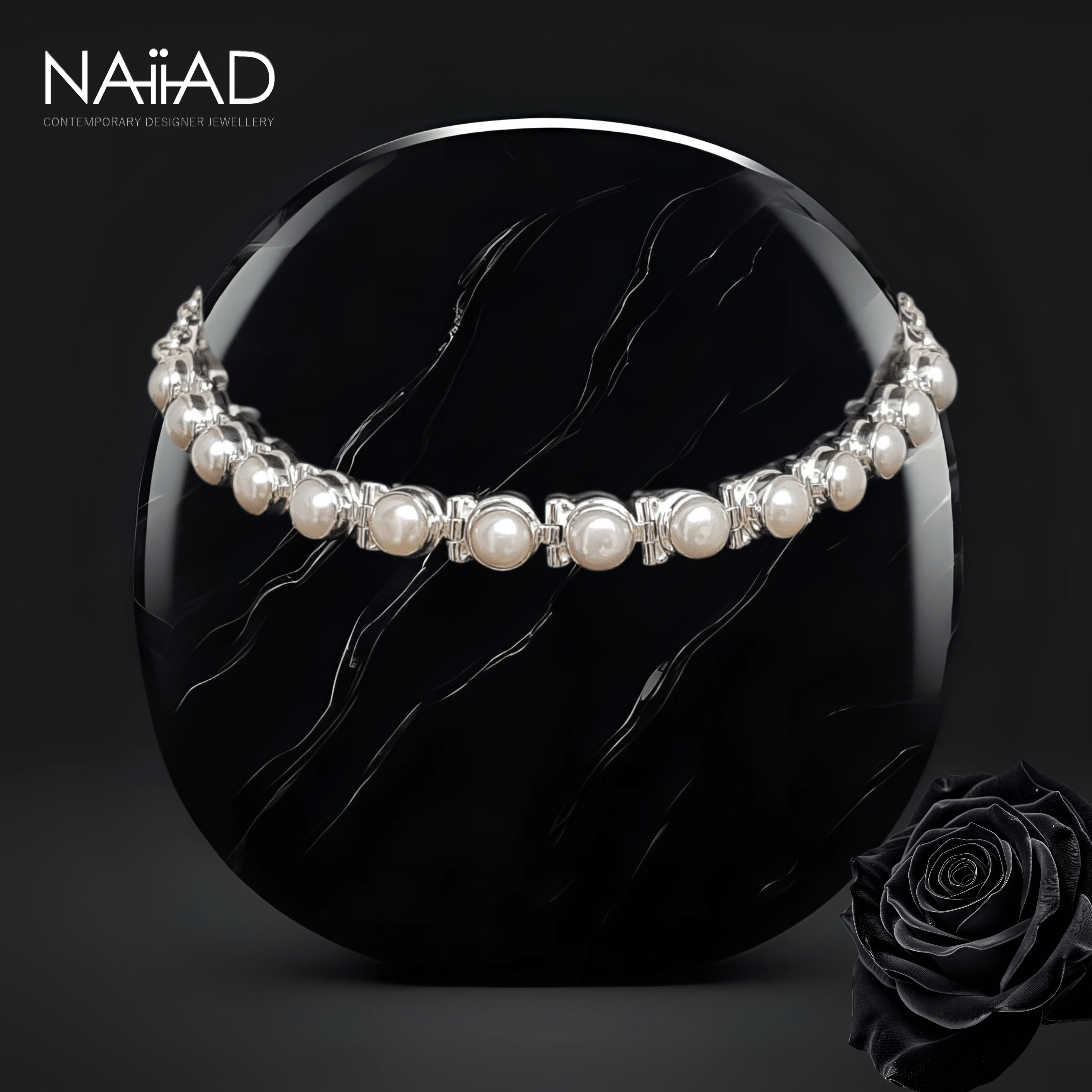Pearl Grace choker ~ Sterling silver, white freshwater pearls
