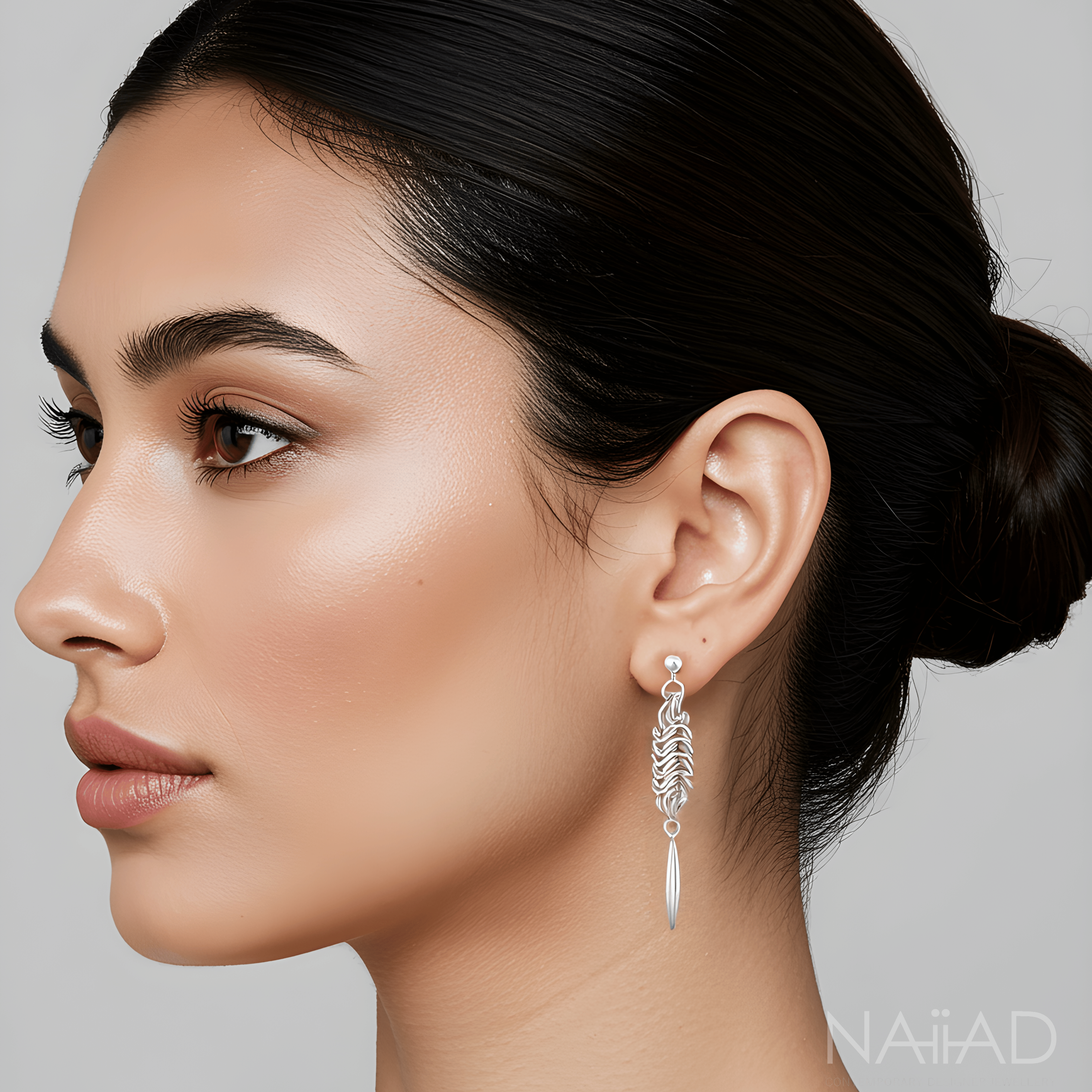 Spike Sterling silver chainmail earrings