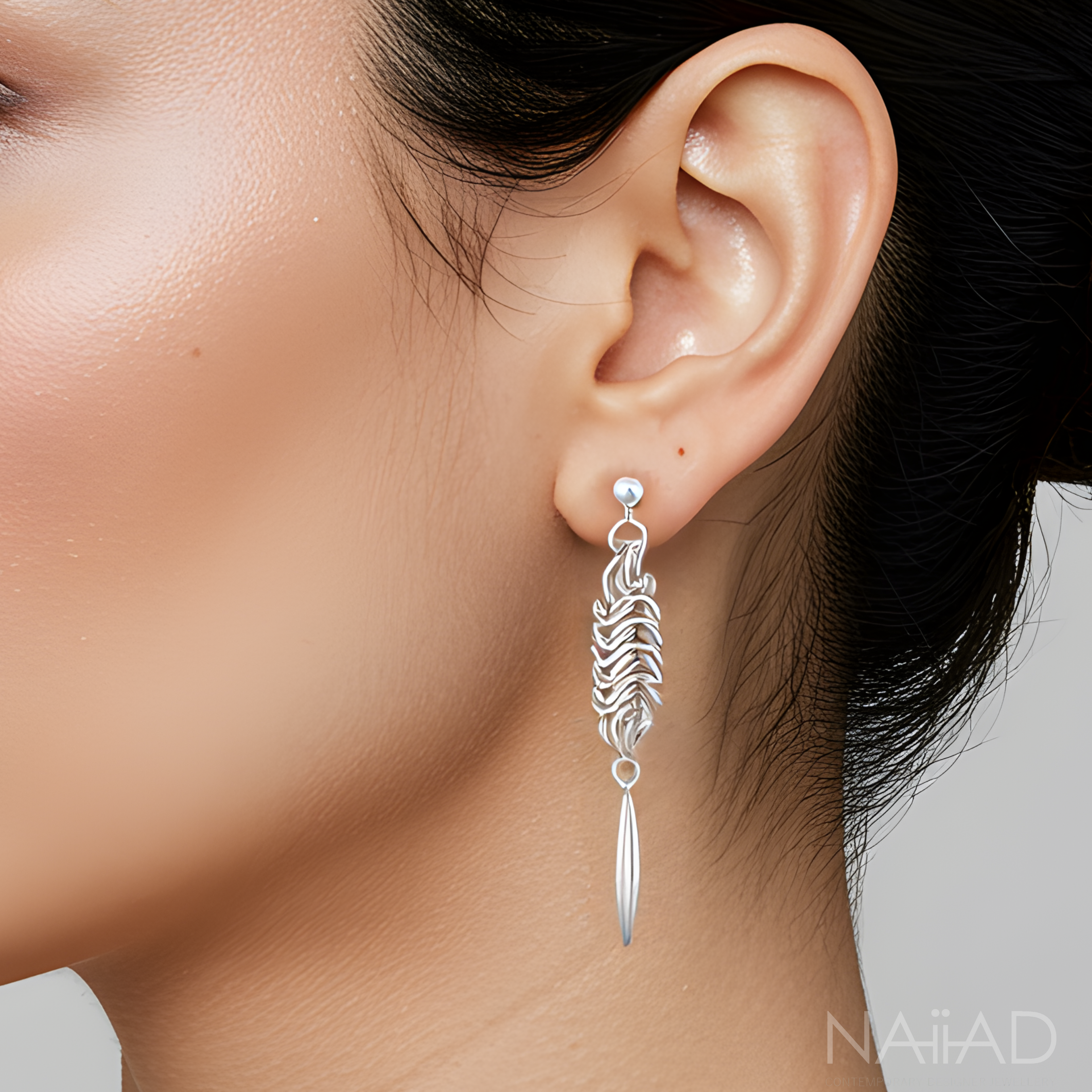 Spike Sterling silver chainmail earrings