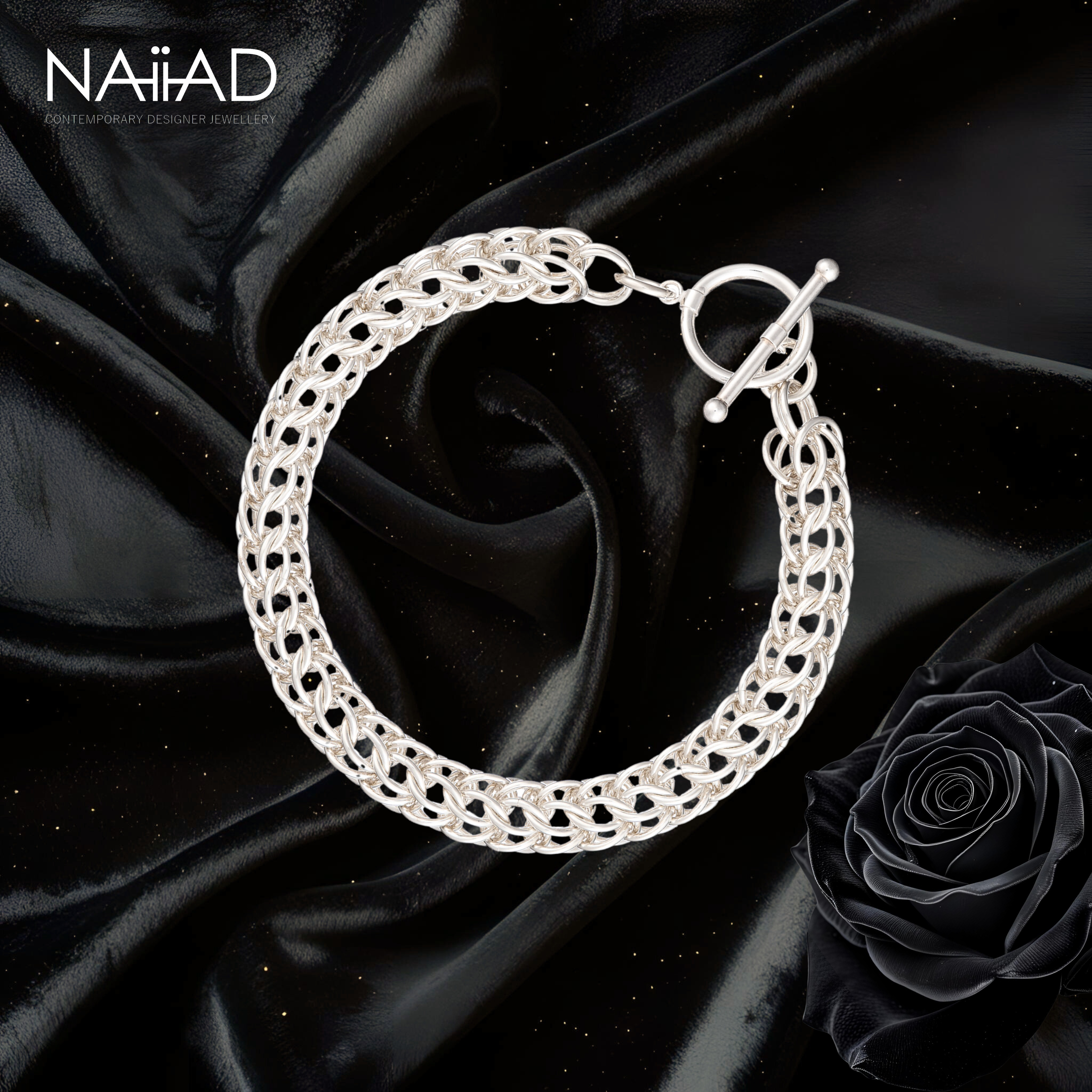 Bold Persian Bracelet ~ Sterling silver chainmail