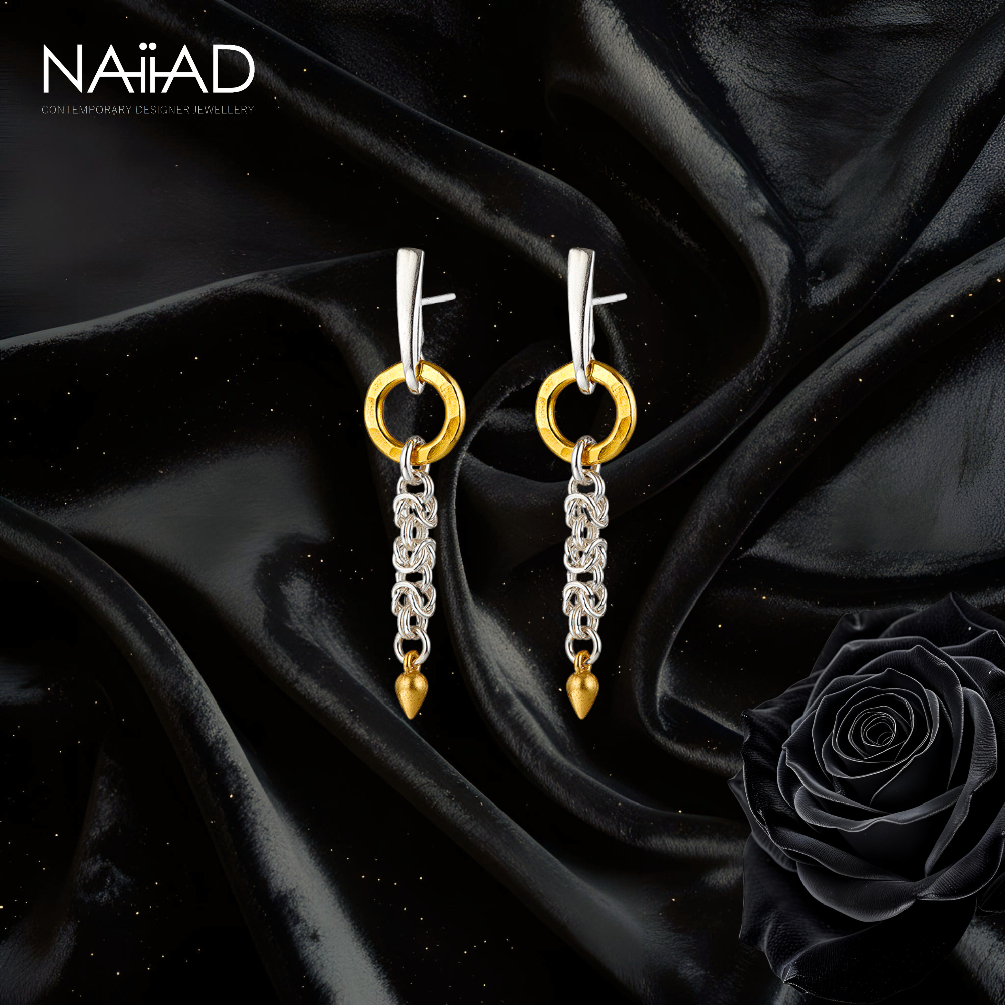"Circle of Life Little Byzantine" earrings - Sterling silver and Vermeil
