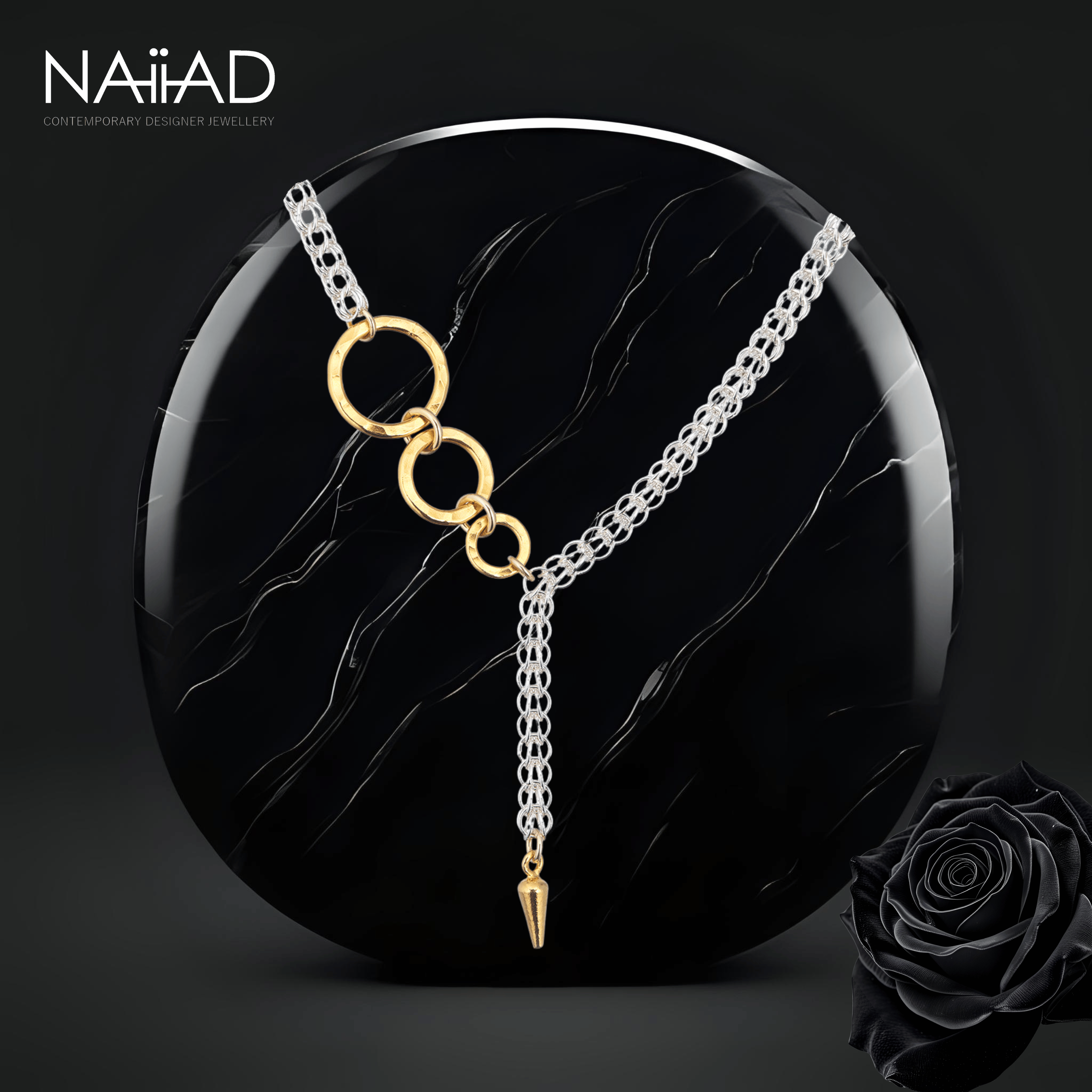 Graduated Circle of Life Persian necklace - Sterling silver and gold plated