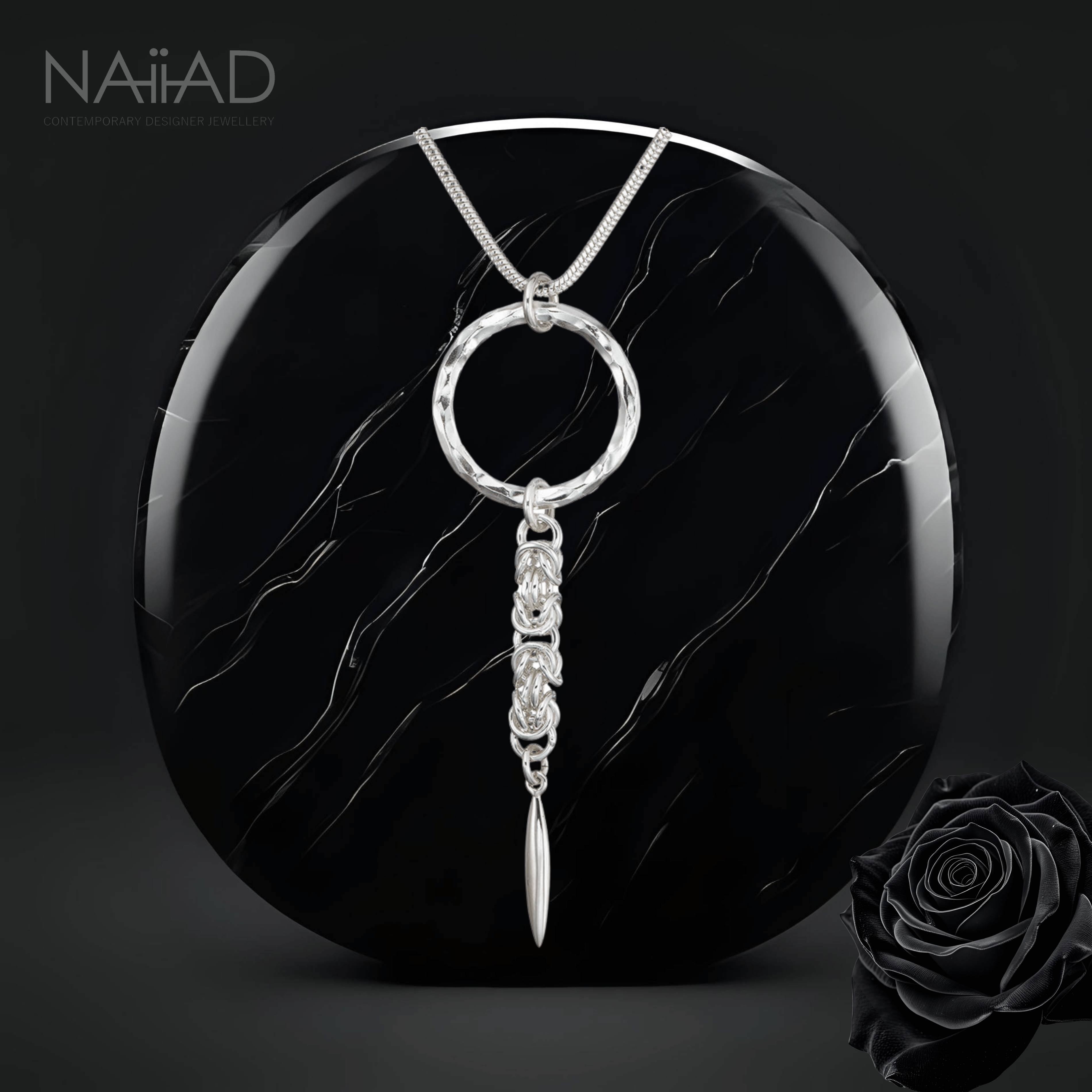 Circle of Life Byzantine necklace - Sterling silver Byzantine, large circle and spike