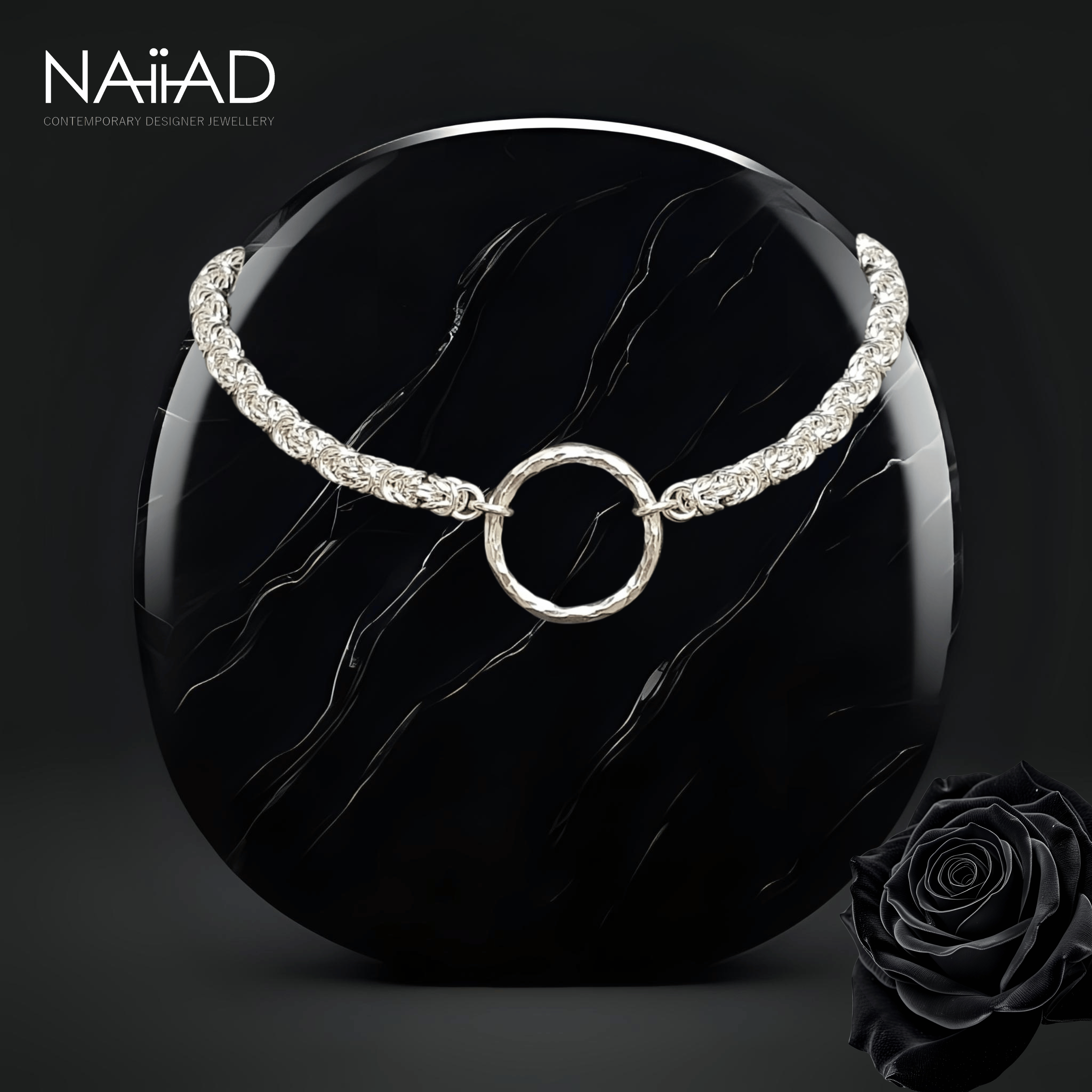 Byzantine Circle of Life set, sterling silver chainmail choker and removable body chain