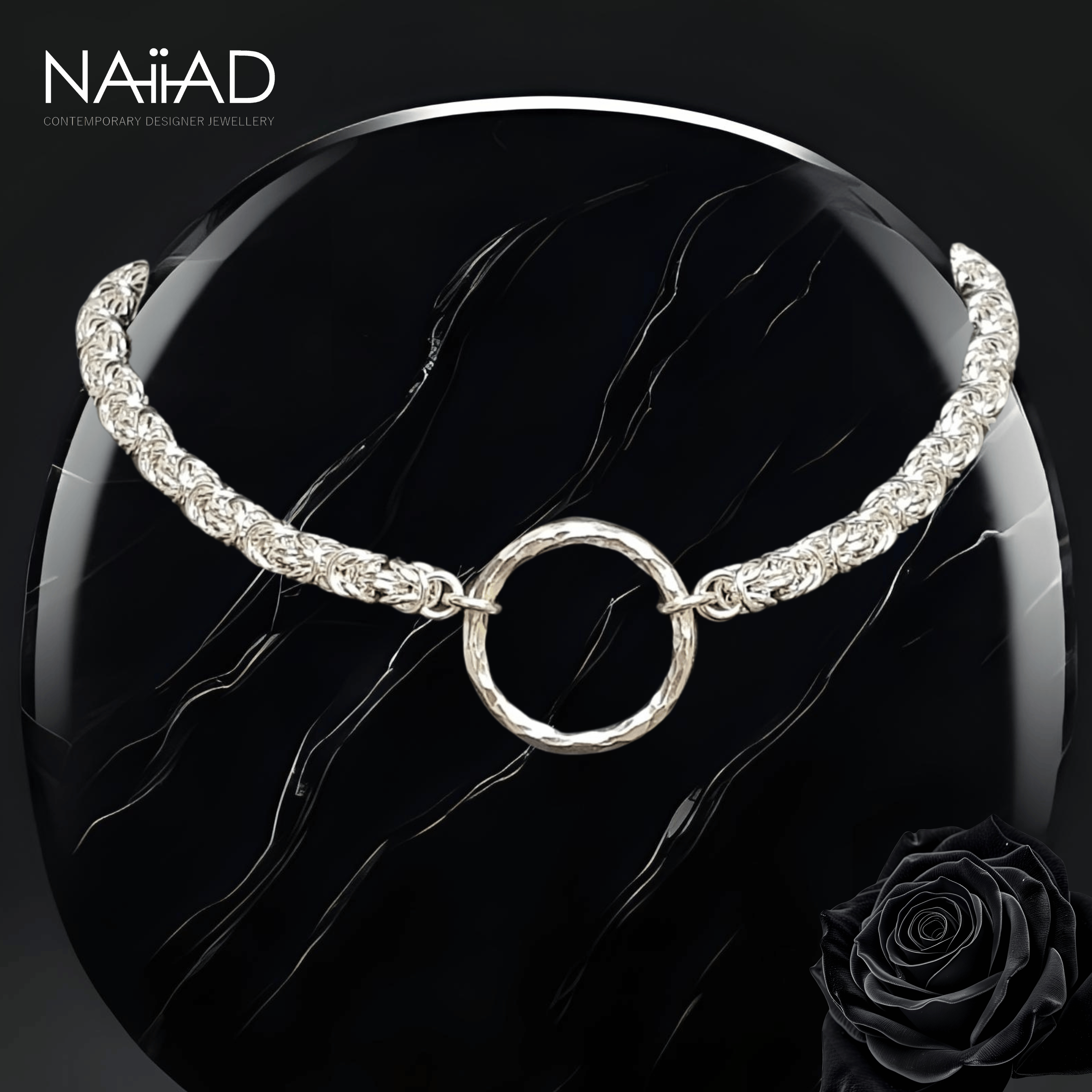 Byzantine Circle of Life set, sterling silver chainmail choker and removable body chain