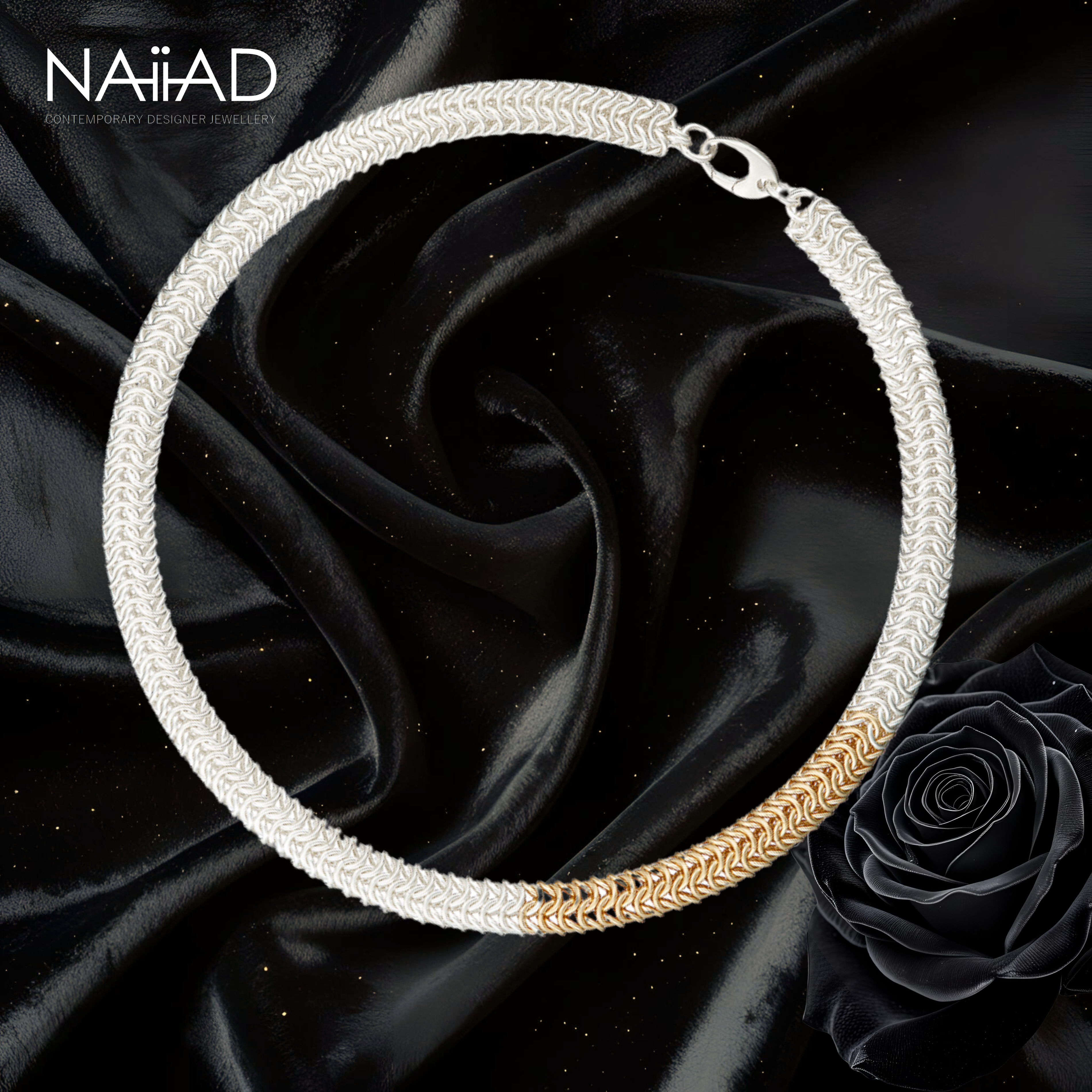 "Contempo" Argentium silver and gold filled statement chainmail necklace