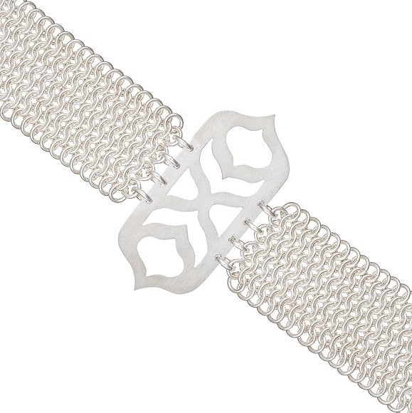 "Ottoman" bracelet ~ one of a kind sterling silver chainmail hand-cut bracelet