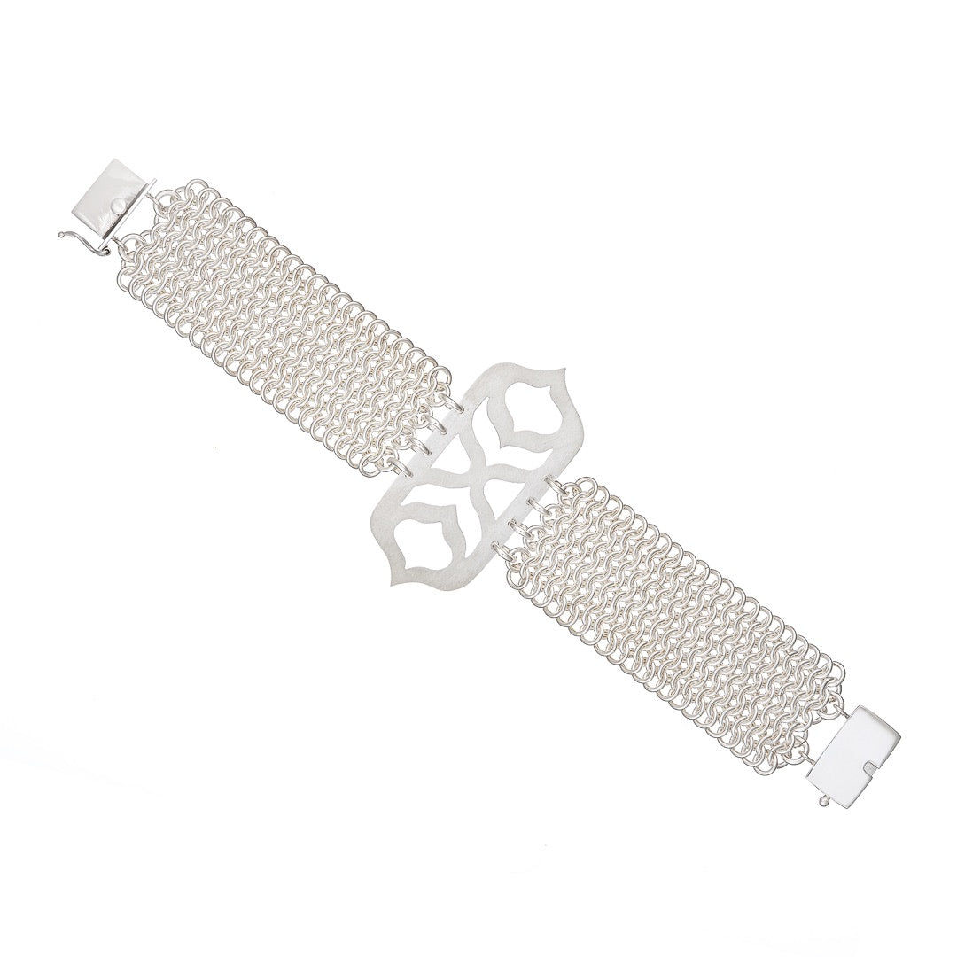 "Ottoman" bracelet ~ one of a kind sterling silver chainmail hand-cut bracelet