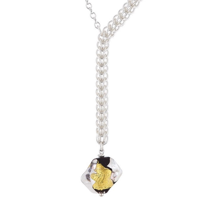 "Pebble" silver chainmail necklace