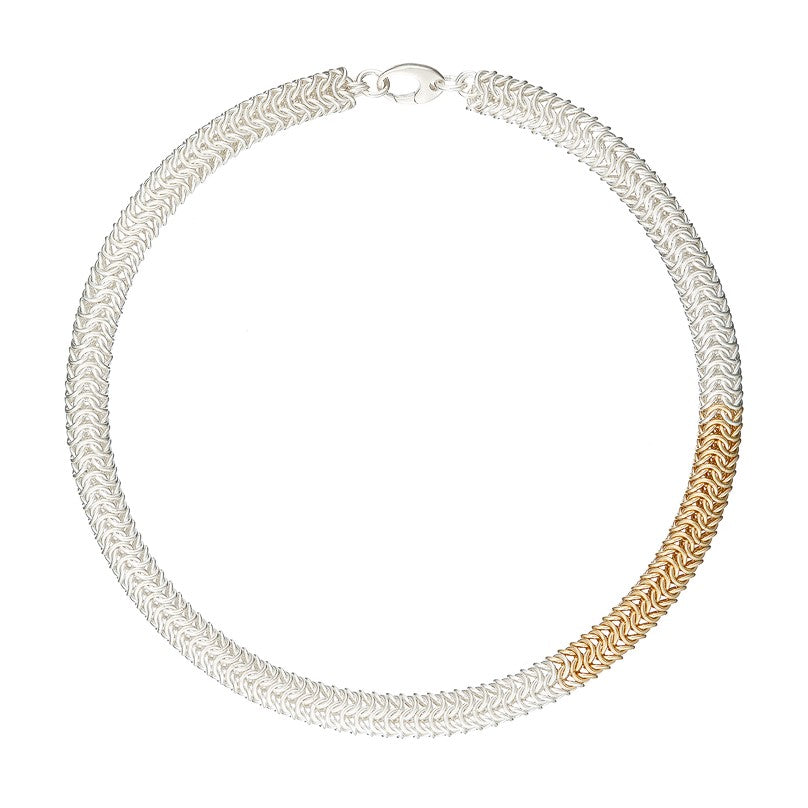 "Contempo" Argentium silver and gold filled statement chainmail necklace