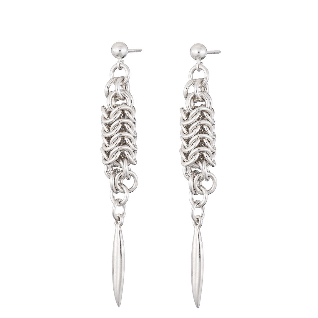 Spike Sterling silver chainmail earrings