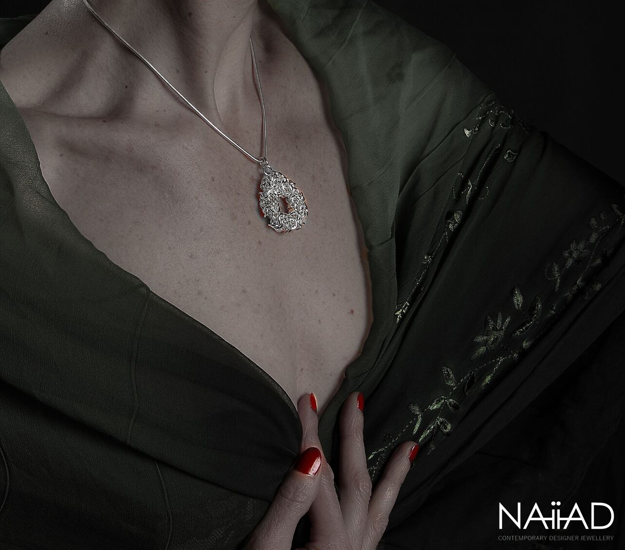 "Woven Circle of Life" Argentium silver chainmail necklace
